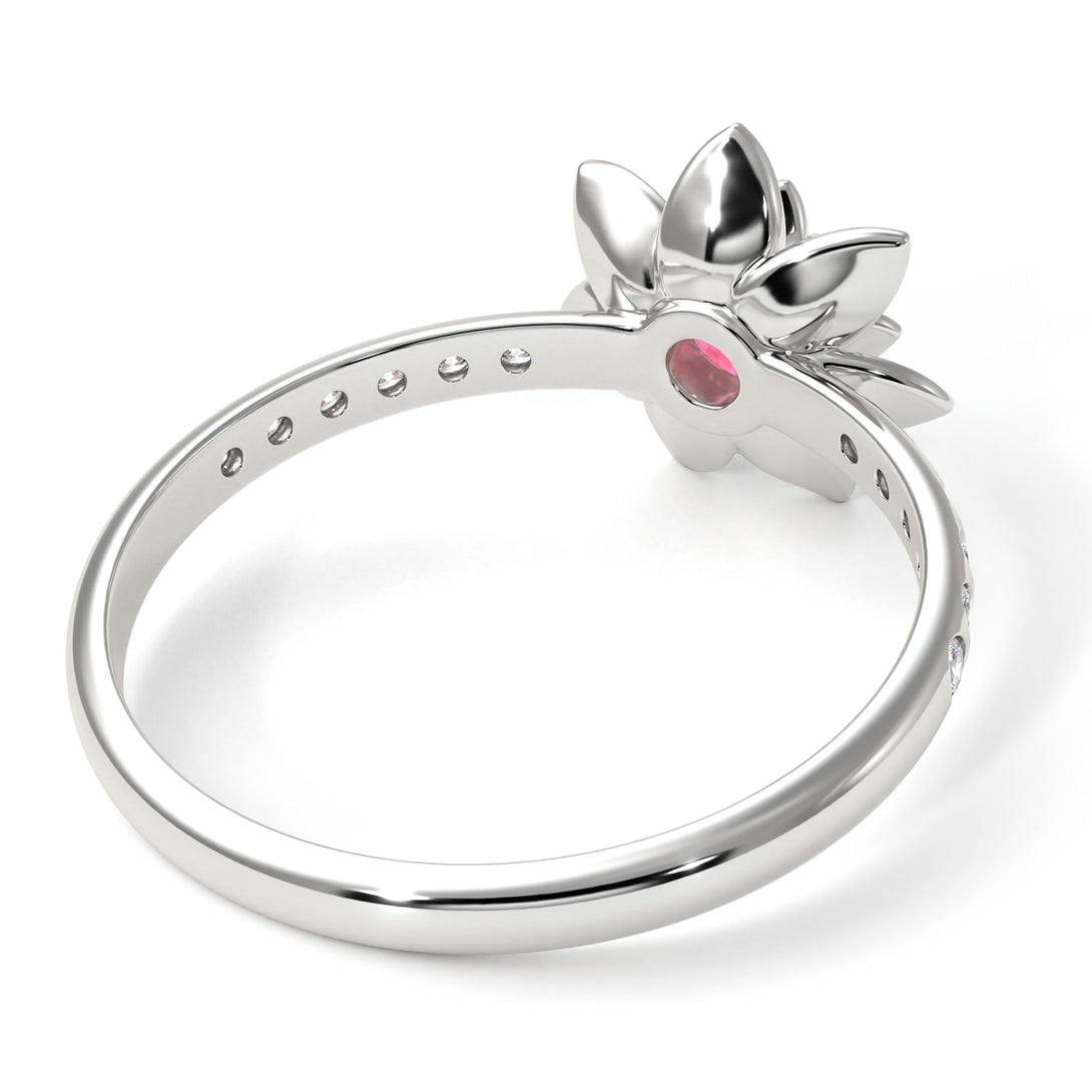 Lotus Flower Pink Moissanite ring - Lotus no. 803